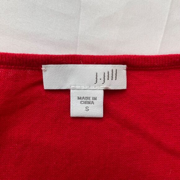 J Jill Red Short Sleeve V-Neck Knit Shirt Size Small Women’s - Picture 5 of 11
